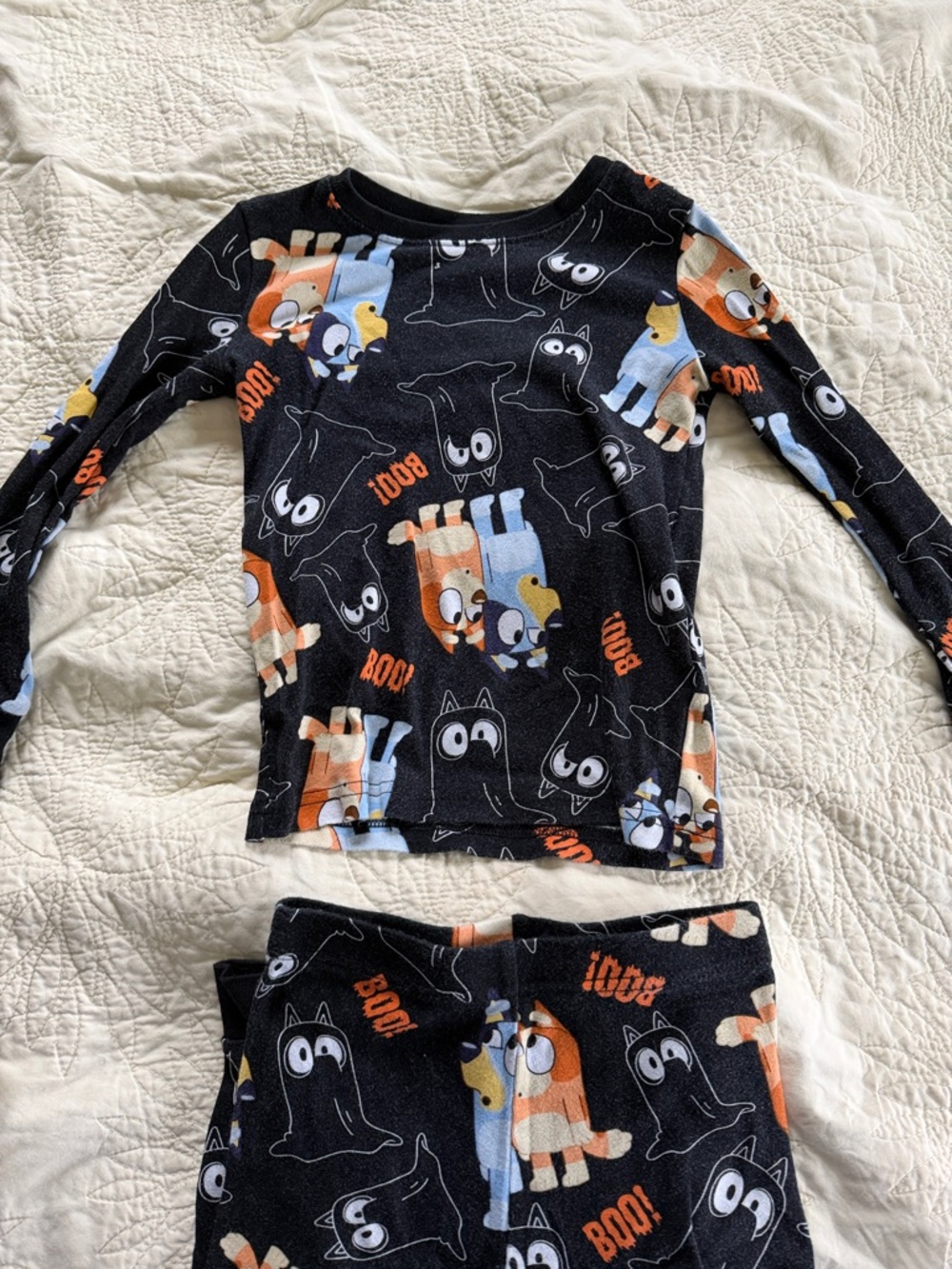 Kids Black Halloween Bluey & Bingo PJs
